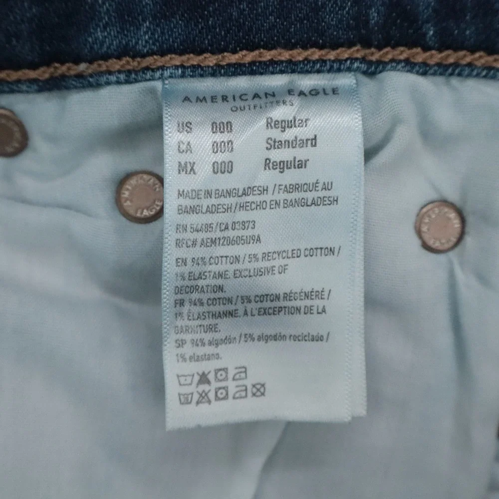 American Eagle Womens Sz 000 Reg High Waisted Cargo Jeans Medium Wash Y2K 90s